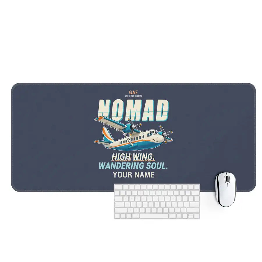GAF N22B Nomad - Cartoon + Name - Desk Mat - Navy Blue