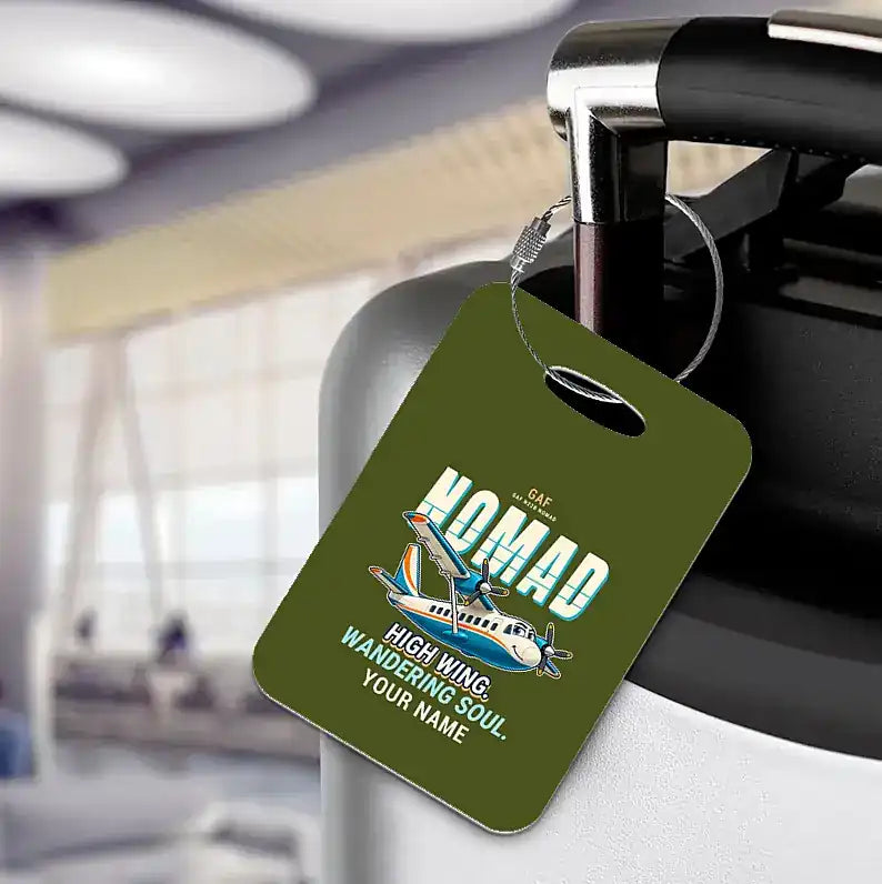 GAF N22B Nomad - Cartoon + Name - Luggage Tag - Green Army