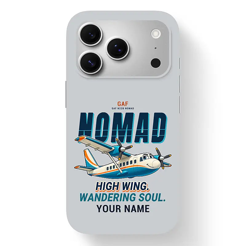 GAF N22B Nomad - Cartoon + Name - MagSafe iPhone 17 Pro - Light Gray