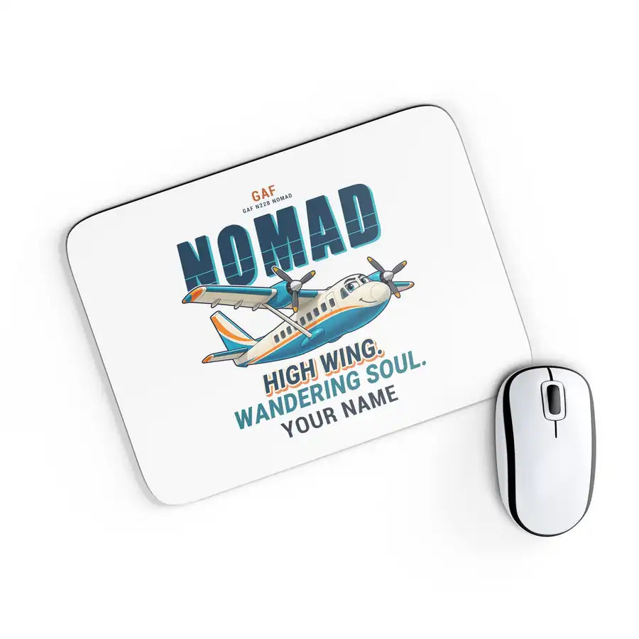 GAF N22B Nomad - Cartoon + Name - Mouse Pad - White