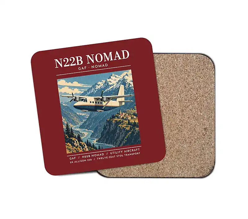GAF N22B Nomad - Poster - Coaster - Dark Red