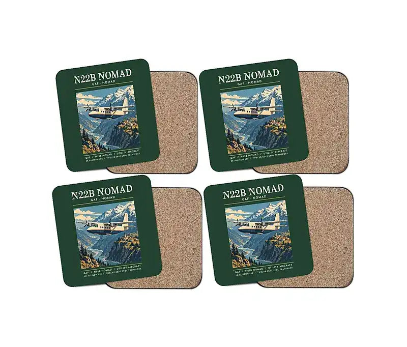 GAF N22B Nomad - Poster - Coaster Set - Dark Green