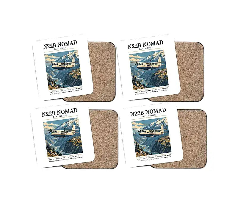 GAF N22B Nomad - Poster - Coaster Set - White