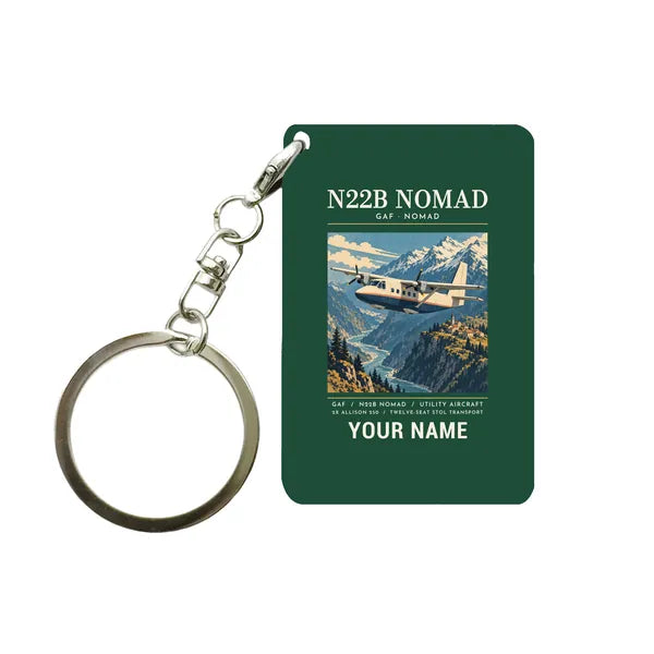 GAF N22B Nomad - Poster + Name - Key Chain - Dark Green