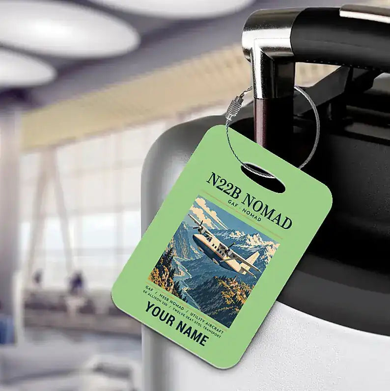 GAF N22B Nomad - Poster + Name - Luggage Tag - Light Green