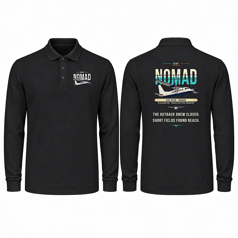 GAF N22B Nomad Premium Polo T-Shirts - Original - Long Sleeve - Black