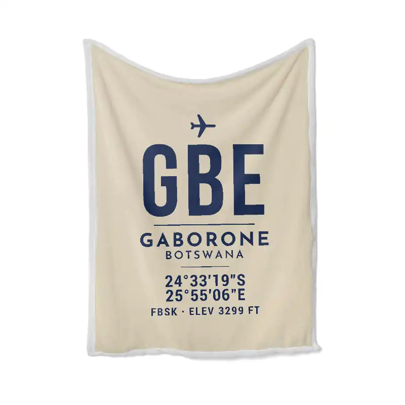Sir Seretse Khama International Airport (GBE) Bedding Sets & Blankets - Blanket - ID Tag - Beige