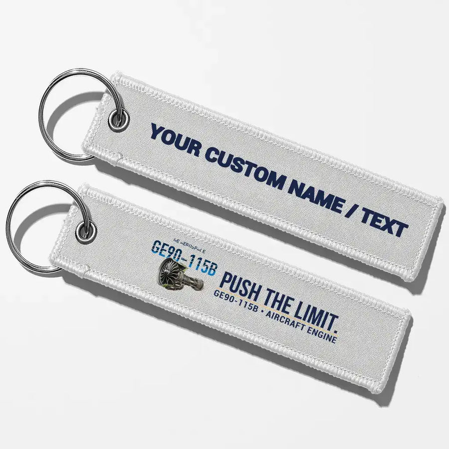 GE GE90-115B Engine Aviator Key Chains - White - Personalized