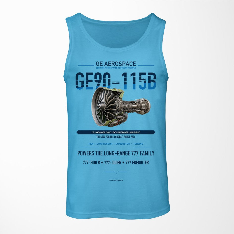 GE90-115B design on sky blue tank top
