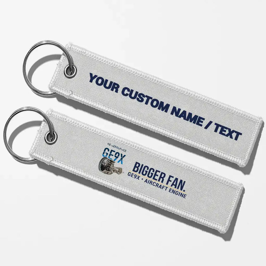 GE GE9X Engine Aviator Key Chains - White - Personalized