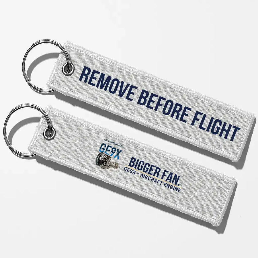 GE GE9X Engine Aviator Key Chains - White - Remove Before Flight