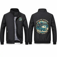 Thumbnail for Spokane International Airport (GEG) Stylish Jackets - Stand Collar - Badge - Black