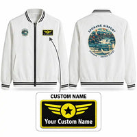 Thumbnail for Spokane International Airport (GEG) Stylish Jackets - Baseball Collar - Badge + Name - White