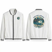 Thumbnail for Spokane International Airport (GEG) Stylish Jackets - Baseball Collar - Badge - White