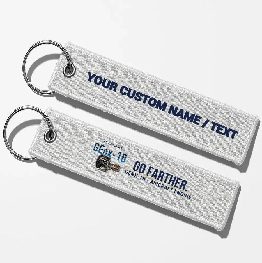 GE GEnx-1B Engine Aviator Key Chains - White - Personalized