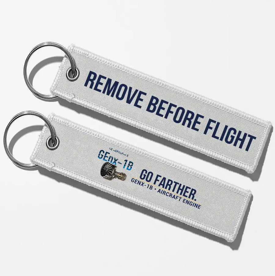 GE GEnx-1B Engine Aviator Key Chains - White - Remove Before Flight
