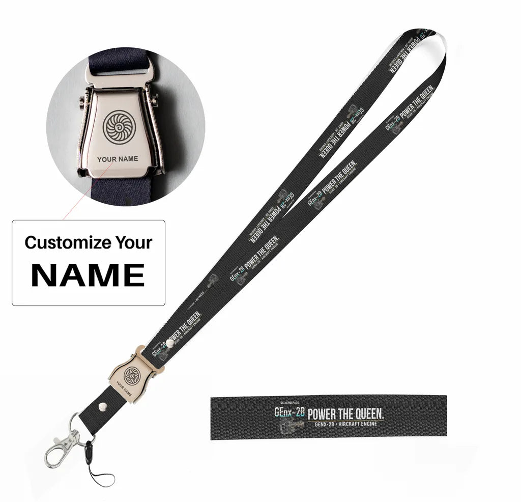 GEnx-2B seat belt lanyard - black with name