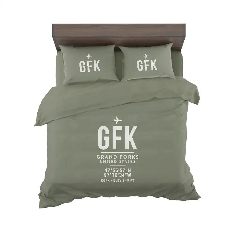 Grand Forks International Airport (GFK) Bedding Sets & Blankets - Bedding Set - ID Tag - Green Army