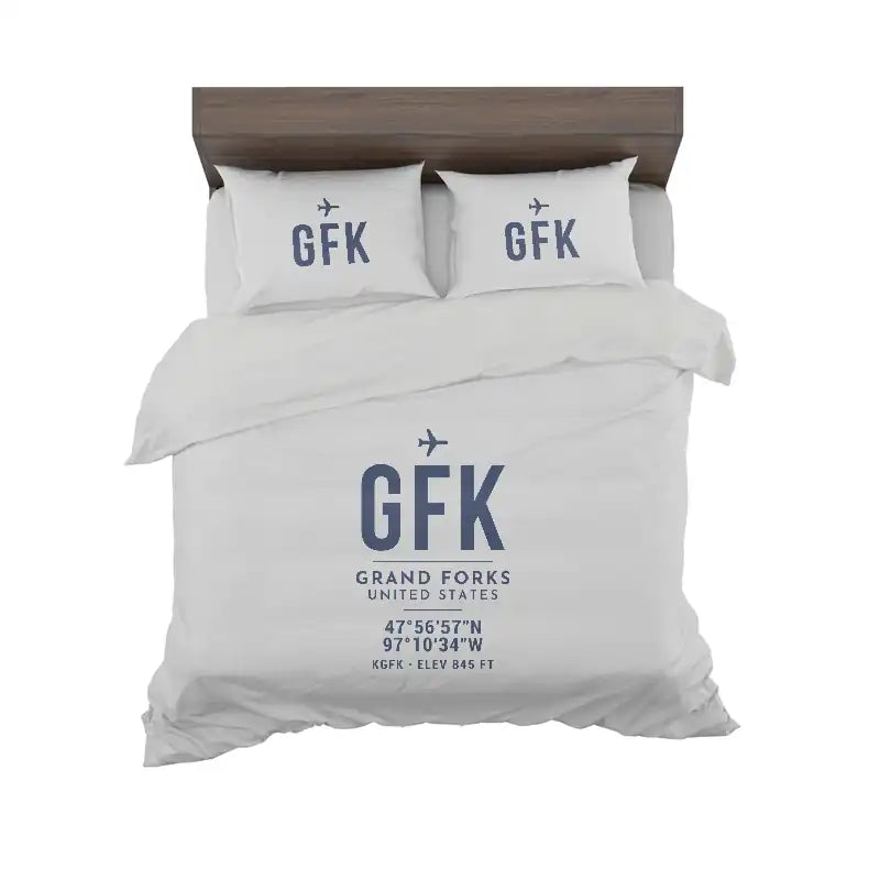 Grand Forks International Airport (GFK) Bedding Sets & Blankets - Bedding Set - ID Tag - Light Gray