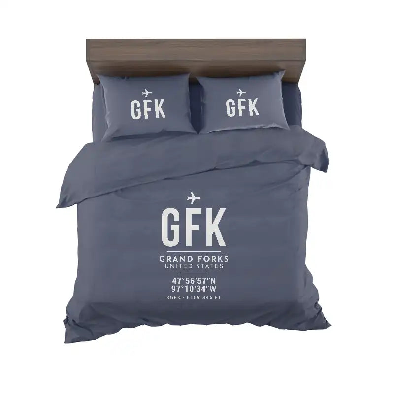 Grand Forks International Airport (GFK) Bedding Sets & Blankets - Bedding Set - ID Tag - Navy Blue