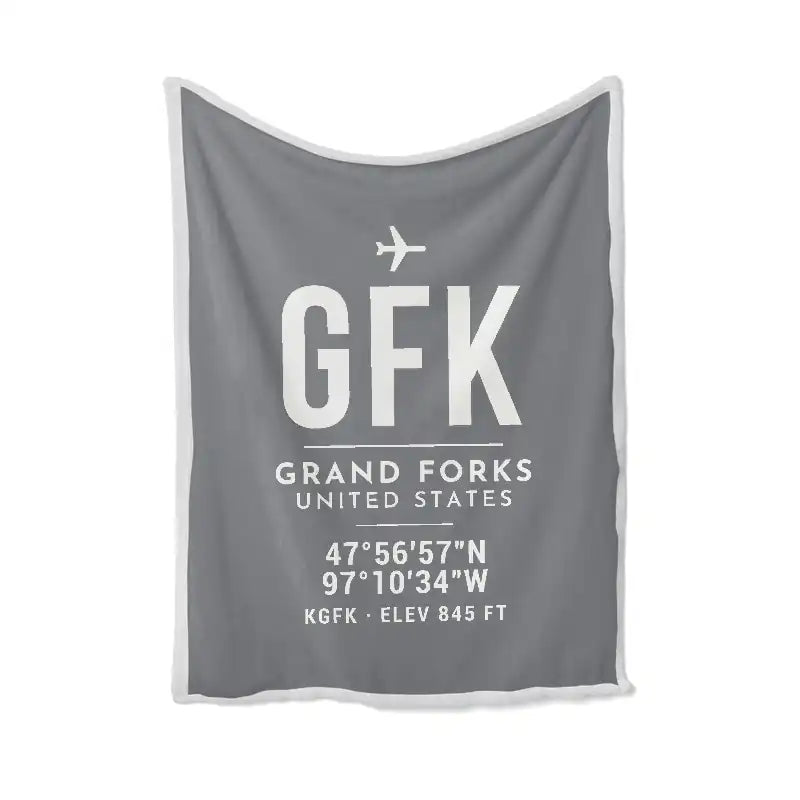 Grand Forks International Airport (GFK) Bedding Sets & Blankets - Blanket - ID Tag - Gray
