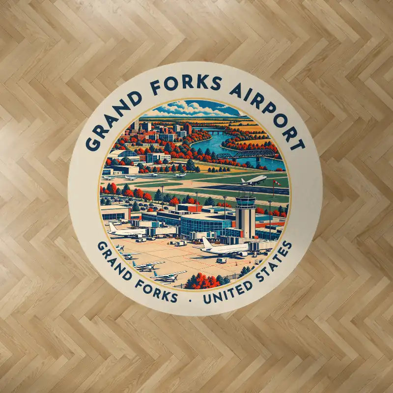 Grand Forks International Airport (GFK) Carpets - Carpet Round - Badge - Beige V2