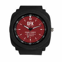 Thumbnail for Grand Forks International Airport (GFK) Aviator Watches - Classic - Dark Red - Rubber Strap - Black