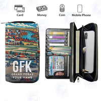 Thumbnail for Grand Forks International Airport (GFK) Leather Wallets - Zip Long Wallet - Scene + Name