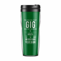 Thumbnail for Rio de Janeiro Galeao Antonio Carlos Jobim Airport (GIG) Travel Mugs - Boarding Pass + Name - Plastic (No Holder) - Green