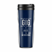Thumbnail for Rio de Janeiro Galeao Antonio Carlos Jobim Airport (GIG) Travel Mugs - Boarding Pass - Plastic (No Holder) - Dark Blue