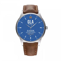 Thumbnail for Glasgow Airport (GLA) Aviator Watches - Classic - Blue - Leather Strap - Brown Leather Strap