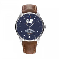 Thumbnail for Gimpo International Airport (GMP) Aviator Watches - Classic - Navy Blue - Leather Strap - Brown Leather Strap