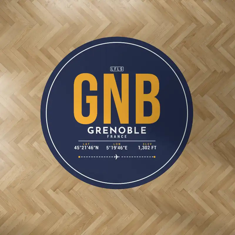 Grenoble-Isère Airport (GNB) Carpets - Carpet Round - ID Tag - Dark Blue V2