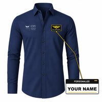 Thumbnail for Gainesville Regional Airport (GNV) Shirts - Long Sleeve Shirt - Front - Dark Blue + NAME