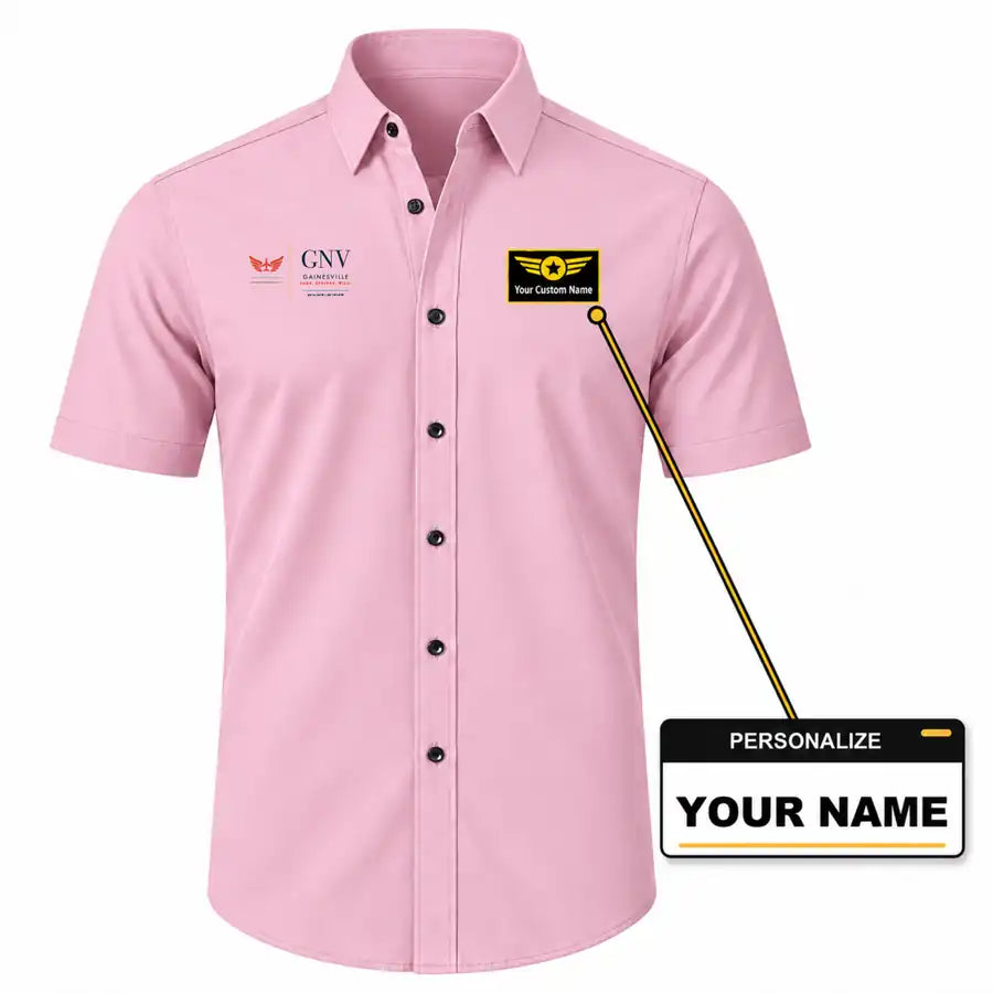 Gainesville Regional Airport (GNV) Shirts - Short Sleeve Shirt - Front - Pink + NAME