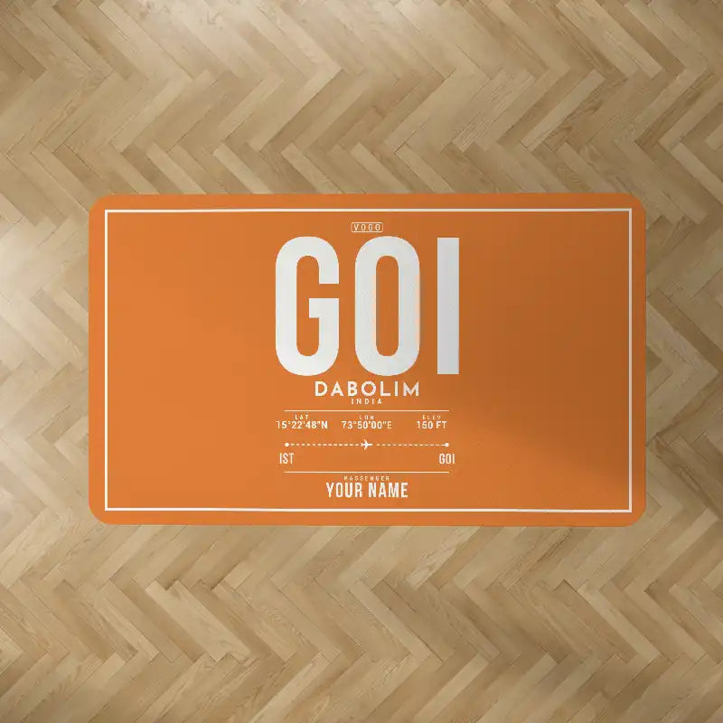 Goa International Airport Dabolim (GOI) Carpets - Carpet Rectangle - ID Tag + Name - Orange V2