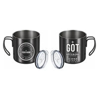 Thumbnail for Göteborg Landvetter Airport (GOT) Stainless Steel Mugs - ID Tag + Custom Back - Portable Mug - Black