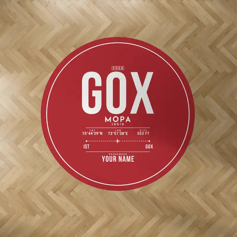 Manohar International Airport Mopa (GOX) Carpets - Carpet Round - ID Tag + Name - Red V2