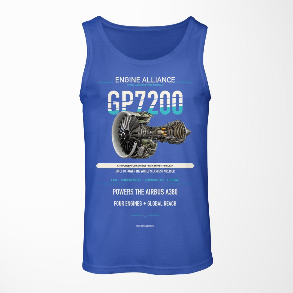 GP7200 design on blue tank top
