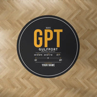 Thumbnail for Gulfport–Biloxi International Airport (GPT) Carpets - Carpet Round - ID Tag + Name - Black V2