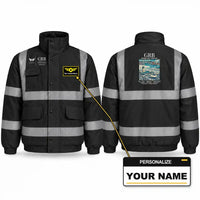 Thumbnail for Green Bay–Austin Straubel International Airport (GRB) Reflective Winter Jackets - Poster + Name - Black