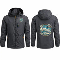 Thumbnail for Green Bay–Austin Straubel International Airport (GRB) Stylish Jackets - Hooded Windbreaker - Badge - Charcoal