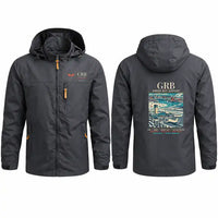 Thumbnail for Green Bay–Austin Straubel International Airport (GRB) Stylish Jackets - Hooded Windbreaker - Poster - Charcoal