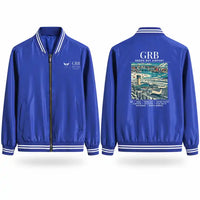 Thumbnail for Green Bay–Austin Straubel International Airport (GRB) Stylish Jackets - Baseball Collar - Poster - Royal Blue