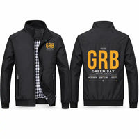 Thumbnail for Green Bay–Austin Straubel International Airport (GRB) Stylish Jackets - Stand Collar - Tag - Black