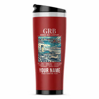 Thumbnail for Green Bay–Austin Straubel International Airport (GRB) Travel Mugs - Poster + Name - Stainless Steel (No Holder) - Red