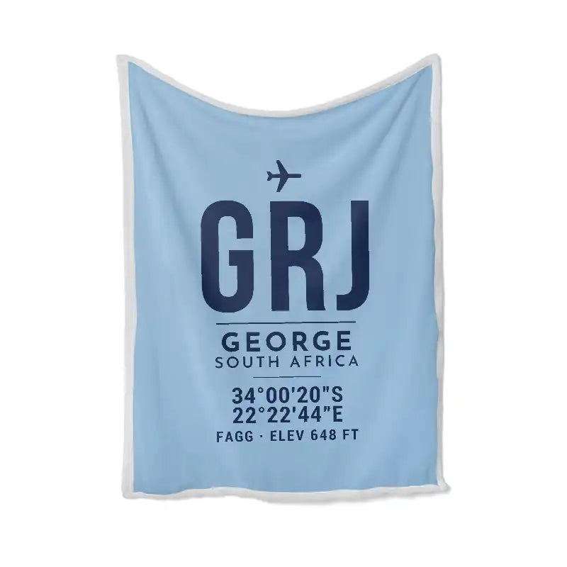 George Airport (GRJ) Bedding Sets & Blankets - Blanket - ID Tag - Light Blue