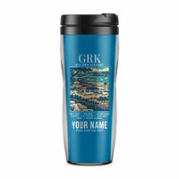 Thumbnail for Killeen Regional Airport (GRK) Travel Mugs - Poster + Name - Plastic (No Holder) - Light Blue