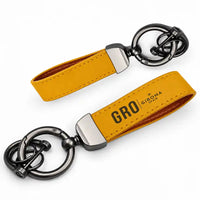 Thumbnail for Girona–Costa Brava Airport (GRO) Leather Key Chains - Leather Key Chain - Horseshoe Buckle - Original Design - Yellow