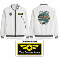Thumbnail for Girona–Costa Brava Airport (GRO) Stylish Jackets - Baseball Collar - Badge + Name - White